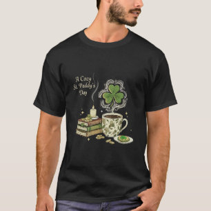 Gezellige St. Paddy's Day Ierse Koffie en Oud Boek T-shirt