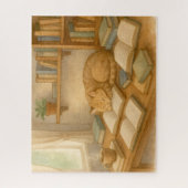 Gezellige Studiekamer met een Kat Legpuzzel (Verticaal)