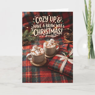 Gezellige Tartan Warme Chocolade Kerstkaart Kaart