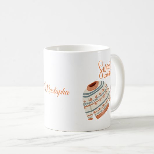 Gezellige Trui Weer Mok met Aangepaste Naam | herf (Voorkant rechts)