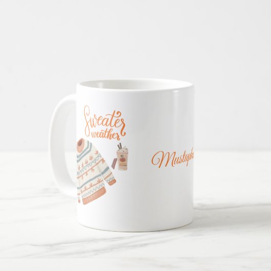 Gezellige Trui Weer Mok met Aangepaste Naam | herf (Voorkant links)