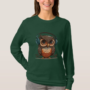 Gezellige Uil met Hoofdtelefoon T-shirt