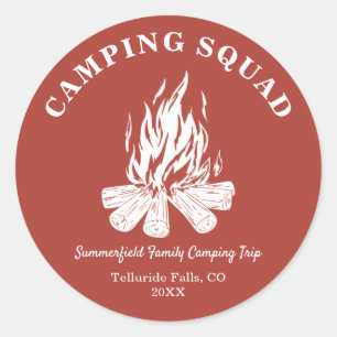Gezellige vakantie Kampvuur Kampeeruitje Bruin Ronde Sticker