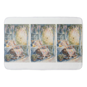 Gezellige veranda met quilt en limonade charme badmat