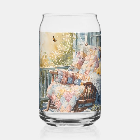 Gezellige veranda met quilt en limonade charme blikvorm glas (Achterkant)