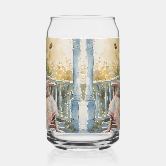 Gezellige veranda met quilt en limonade charme blikvorm glas (Links)