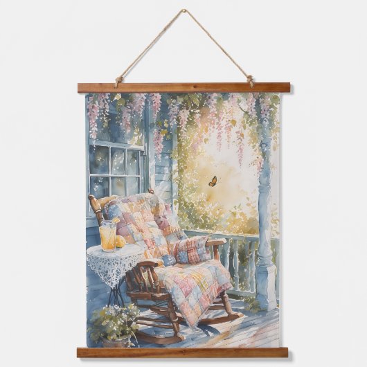 Gezellige veranda met quilt en limonade charme hangend wandkleed (Voorkant)