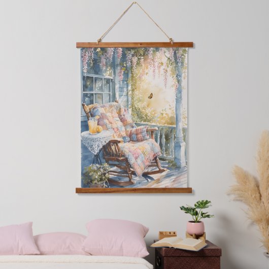 Gezellige veranda met quilt en limonade charme hangend wandkleed (Slaapkamer)