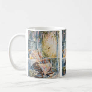Gezellige veranda met quilt en limonade charme koffiemok