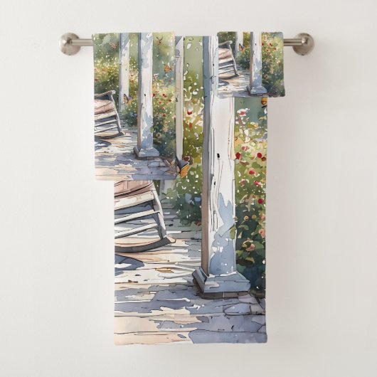 Gezellige veranda met Wisteria en vlinders Bad Handdoek (Insitu)