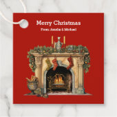 Gezellige Victoriaans open haard kerst Bedankjes Labels (Voorkant)
