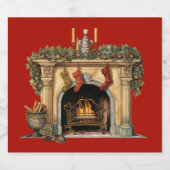 Gezellige Victoriaans open haard kerst Bier Etiket (Enkel label)