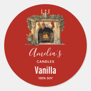Gezellige Victoriaans open haard Kerst - Candle Ronde Sticker