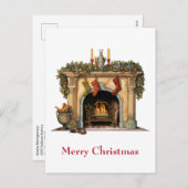 Gezellige Victoriaans open haard kerst Feestdagenkaart (Voorkant / Achterkant)