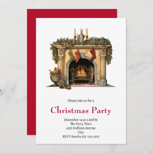 Gezellige Victoriaans open haard kerst Kaart