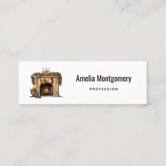 Gezellige Victoriaans open haard kerst Mini Visitekaartje (Voorkant)