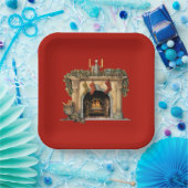 Gezellige Victoriaans open haard kerst Papieren Bordje (Feest)