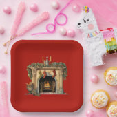 Gezellige Victoriaans open haard kerst Papieren Bordje (Feest)