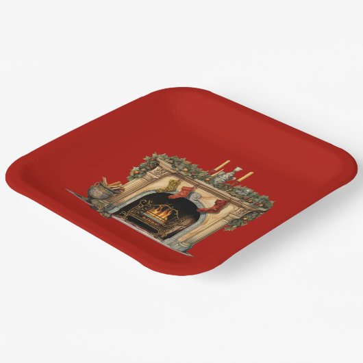 Gezellige Victoriaans open haard kerst Papieren Bordje (Gebogen)