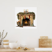 Gezellige Victoriaans open haard kerst Poster (Keuken)