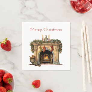 Gezellige Victoriaans open haard kerst Servet