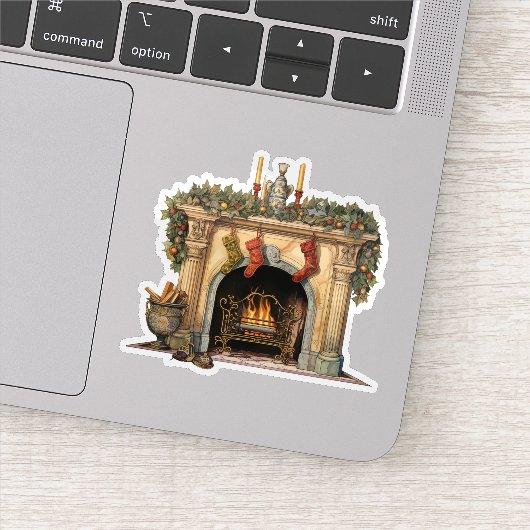 Gezellige Victoriaans open haard kerst Sticker (Detail)