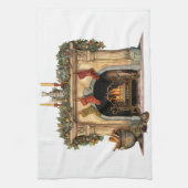 Gezellige Victoriaans open haard kerst Theedoek (Verticaal)