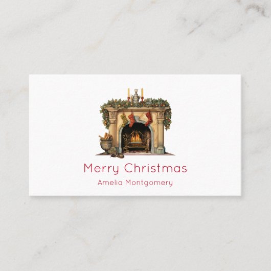 Gezellige Victoriaans open haard kerst Visitekaartje (Voorkant)