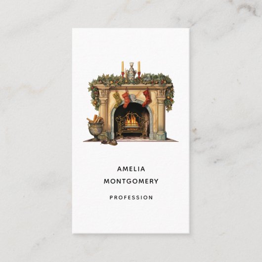 Gezellige Victoriaans open haard kerst Visitekaartje (Voorkant)