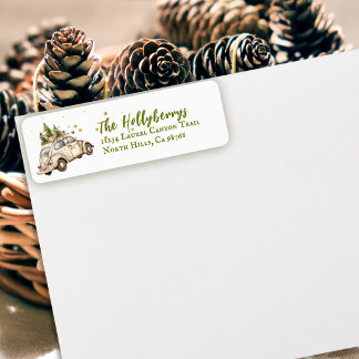 Gezellige Vintage Kerst Auto Retouradres Etiket