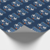 Gezellige volkskunst Chanoeka Menorah en Peace Dov Cadeaupapier (Hoek)