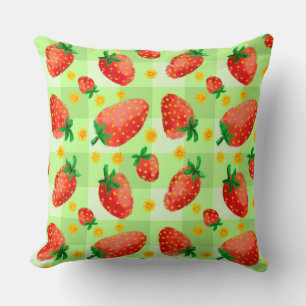 Gezellige Waterverf Aardbeien en Daisies Plaid Kussen