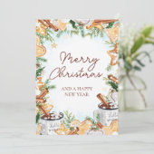 Gezellige Waterverf kerstvakantie Kaart (Staand voorkant)