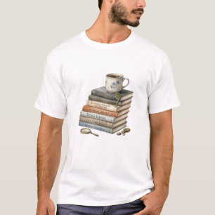 Gezellige waterverfboekstapel met theekopje Hygge T-shirt