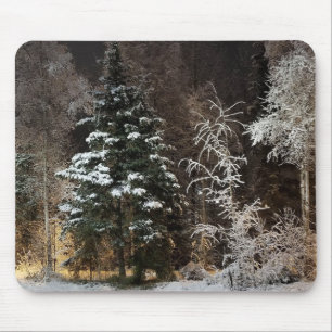 Gezellige Winter Bos Nacht Scene Muismat