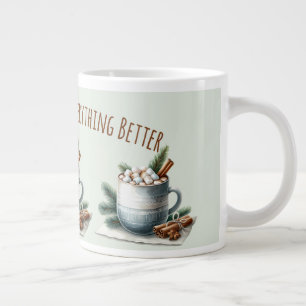 Gezellige Winter Cacaomarshmallow Scene Extra Grote Beker