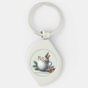 Gezellige Winter Cacaomarshmallow Scene Sleutelhanger