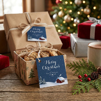Gezellige Winter Chalet Prettig Kerstfeest Bedankjes Labels