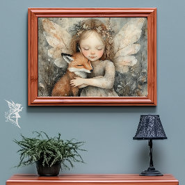 Gezellige Winter Fairy & Fox | Whimsical Woodland  Poster