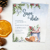 Gezellige Winter Hete Cacao Sneeuwrijke Bruiloft Save The Date