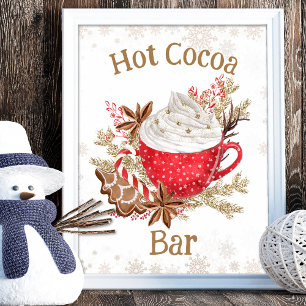 Gezellige winter Hot Cacao Bar Cookies Kerstmis Poster