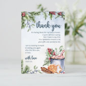 Gezellige Winter Hot Cocoa Snowly Baby shower dank Kaart (Staand voorkant)