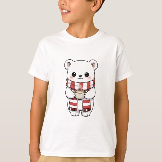 Gezellige Winter Ijsbeer Cacao Kinderen T-shirt (Voorkant)
