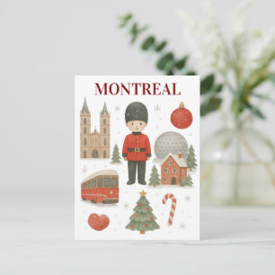 Gezellige Winter in Montreal Kerst Watercolor Feestdagenkaart