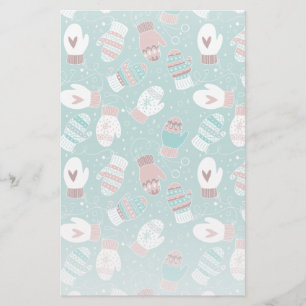 Gezellige Winter Kerst wanten Patroon in Mint Briefpapier