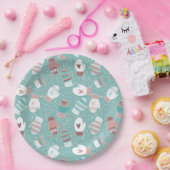 Gezellige Winter Kerst wanten Patroon in Mint Papieren Bordje (Feest)