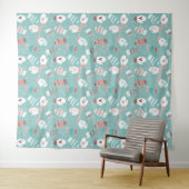 Gezellige Winter Kerst wanten Patroon in Mint Wandkleed (In Situ (horizontaal))