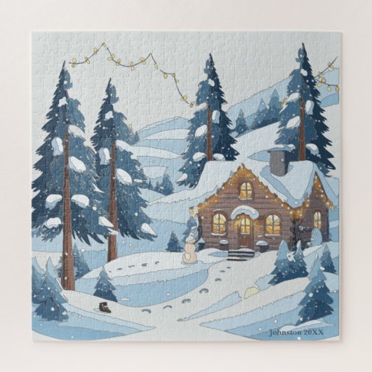 Gezellige Winter Kerststad Legpuzzel (Verticaal)