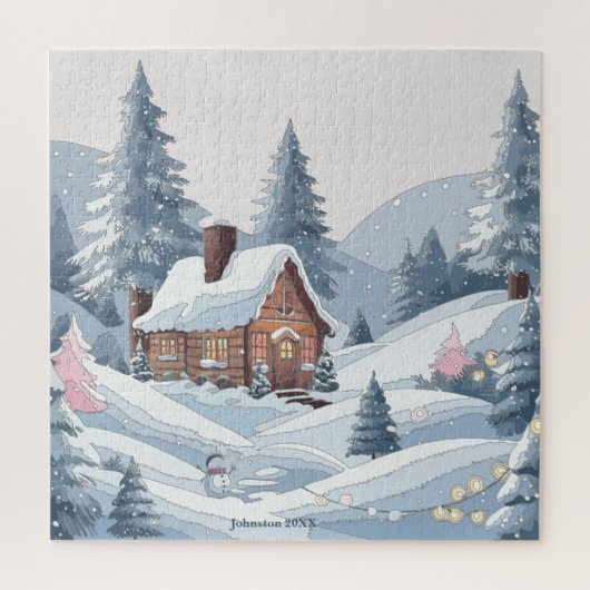 Gezellige Winter Kerststad Legpuzzel (Verticaal)