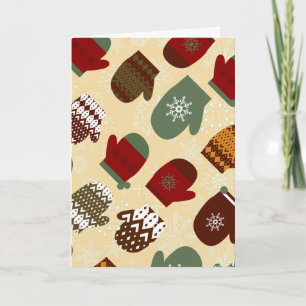 Gezellige winter kerstvakantie wanten feestdagen kaart